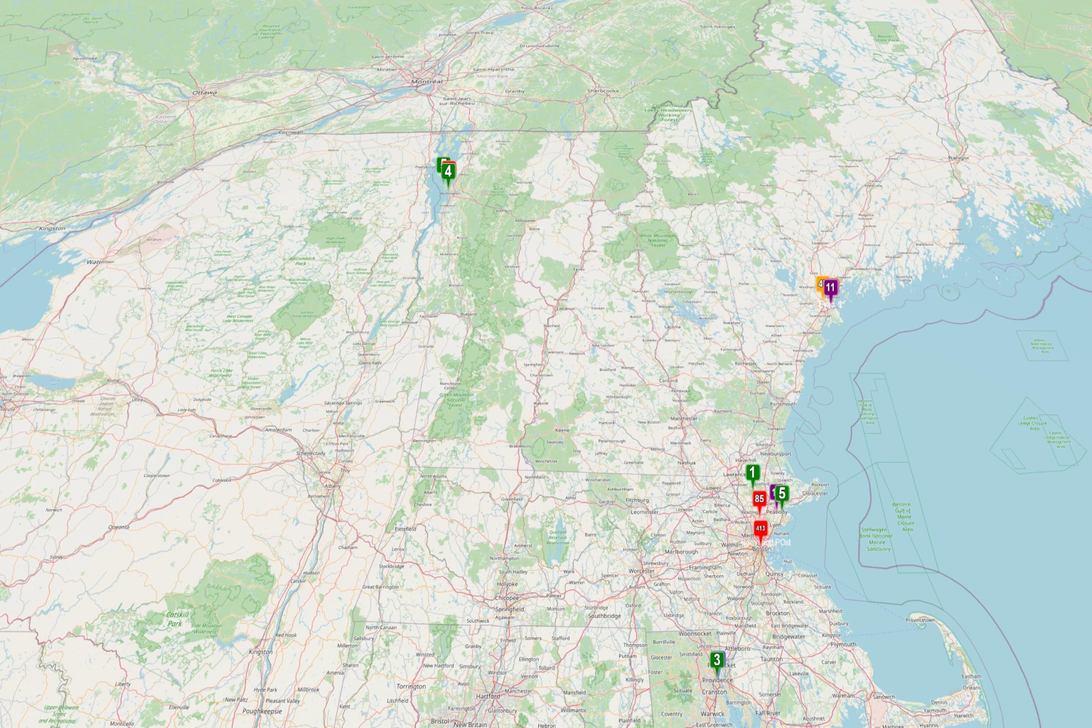 3D map view showing facility operations across multiple locations